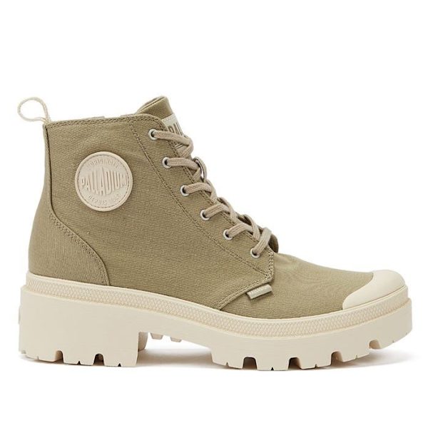 Kängor - Palladium - Pallabase Twill - Kaki - Bomull - Bred klack 5cm Grön 38