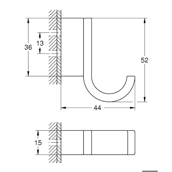 Väggkrok - Grohe - Urval - Krom - Metall - Dolda fästen Krom