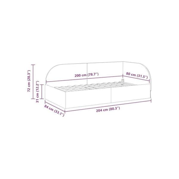 vidaXL Hörnsängram Mörkgrå 80 cm x 200 cm Sammet 42016627 Mörkgrå