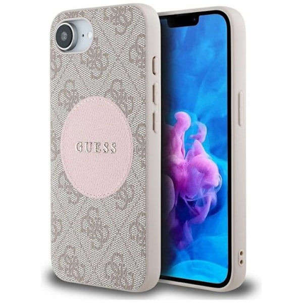 Coque Guess 4G Circle Classic Logo MagSafe för iPhone 16e (rosa) rosa