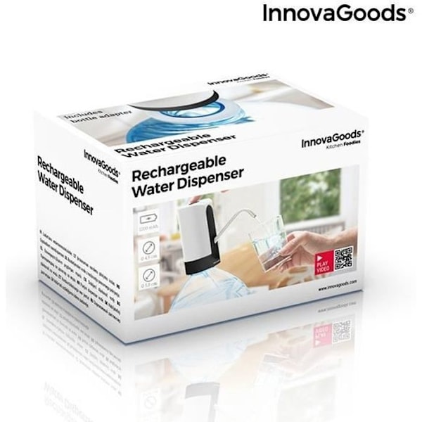 Automatisk vattenfontän - Ej specificerad - Laddningsbar - Vit och svart - 1200 mAh - Inomhus vit svart