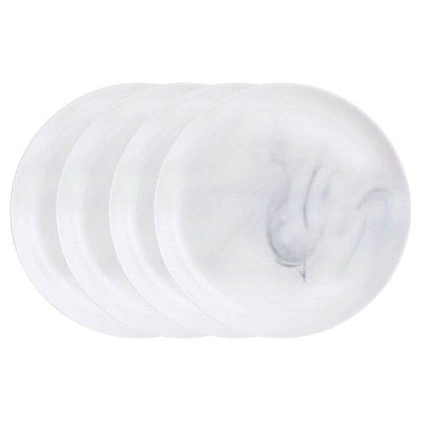 Luminarc Plate - 5425632 - Diwali White Marble Set 4 Plain Opal Plates 25 White