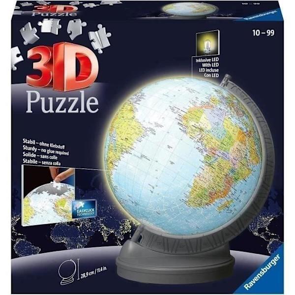 Pedagogiskt 3D-bollpussel - Luminous Earth Globe - Ravensburger - 540 bitar - Från 10 år Flerfärgad