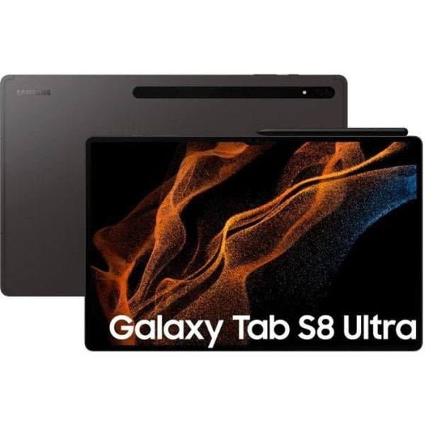 Pekskärmsplatta - SAMSUNG Galaxy Tab S8 Ultra - 14,6" - 12GB RAM - 256GB lagring - Antracit - 5G - S Pen ingår
