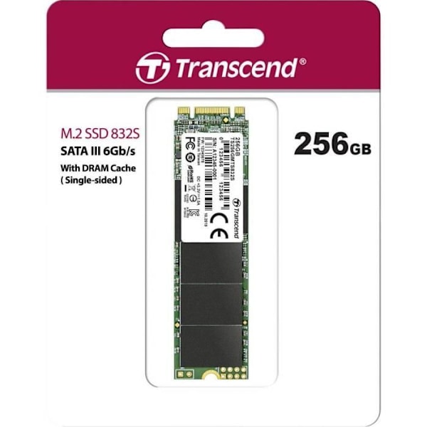 TRANSCEND Hård SSD 256 GB - Enkelsidig M.2 2280 SSD, SATA B+M-nyckel, TLC