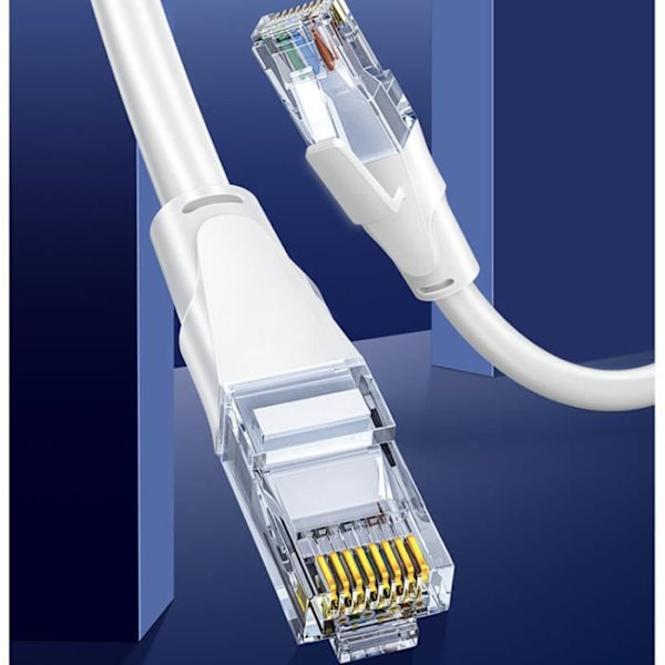 Elfcam® - 20m Cat7 nätverkskabel Ethernet RJ45, LAN-WLAN-kabel Cat 7 Shielded Twisted Pair SFTP 100 % koppar, rund kabel, vit(20M)