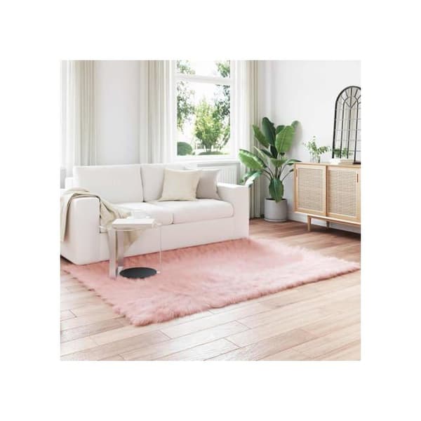 Faux ullmatta - vidaXL - Rosa - 140x200 cm - Polyester - Rektangulär - Super mjuk - Hållbar