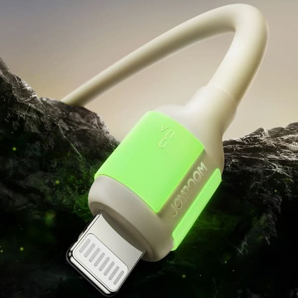 USB-kabel - JOYROOM - S-A53 - USB-A till Lightning - 1,2 m - Fluorescerande kontakt beige
