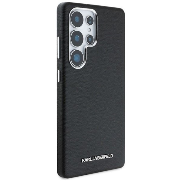 Coque för Samsung Galaxy S25 Ultra (svart), Karl Lagerfeld, Saffiano, helt omsluten, förlängd, metallogotyp, MagSafe