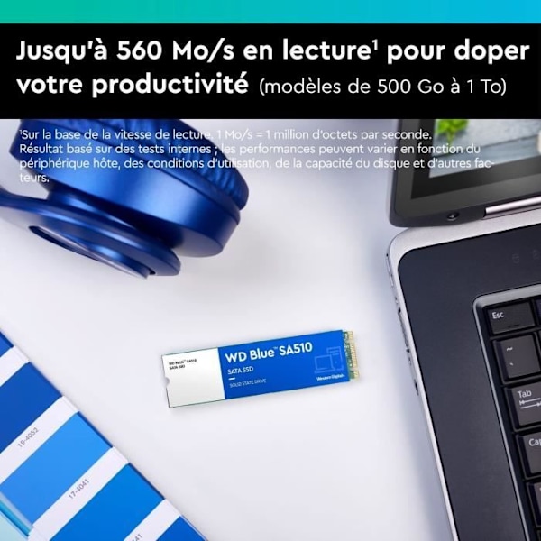 WESTERN DIGITAL Hårddisk SA510 - SATA SSD - 500GB intern - M2-format - Blå