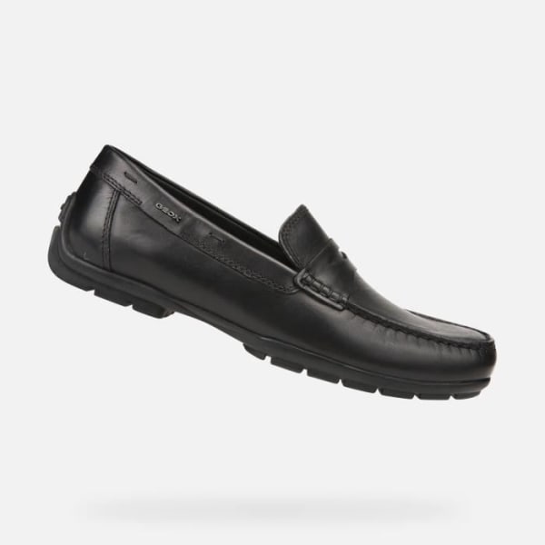 Loafers för män - Geox - U MONER W 2FIT - Svart läder - Bekväm och andas Svart 41 1/2