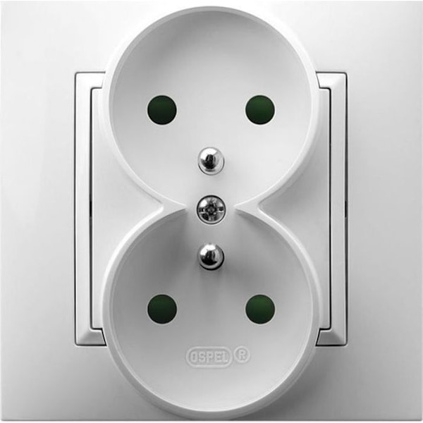Ospel - GP-2UZP/00 - ARIA Dubbeluttag med/med strömbrytare, vit