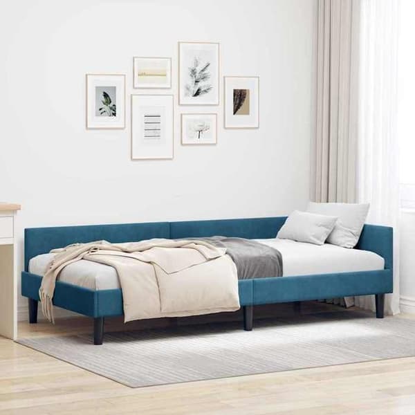 vidaXL Hörnsängram Blå 100 cm x 200 cm Sammet 42016163