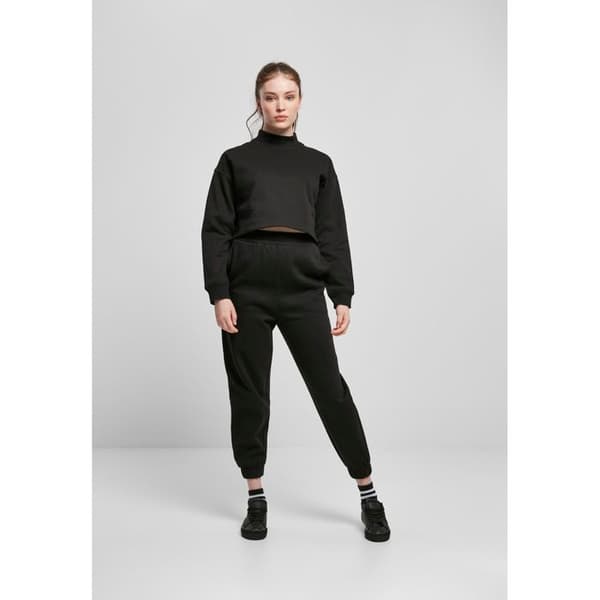 Sweatshirt dam Urban Classics cropped oversized hög hals crew svart S