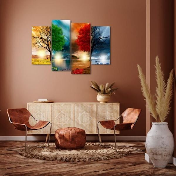 DekoArte - Modern Canvas Print | Dekoration Vardagsrum Sovrum | Landskap Fyra Säsonger Träd | 4 Delar 120 x 85 cm Flerfärgad