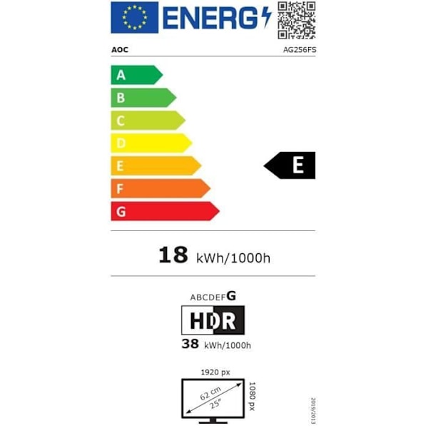 PC-skärm - AOC - AG256FS - 24,5" FHD - IPS-panel - 390Hz - 0,3ms - Justerbar i höjdled - 2 HDMI 1 DP - Adaptive Sync - Svart