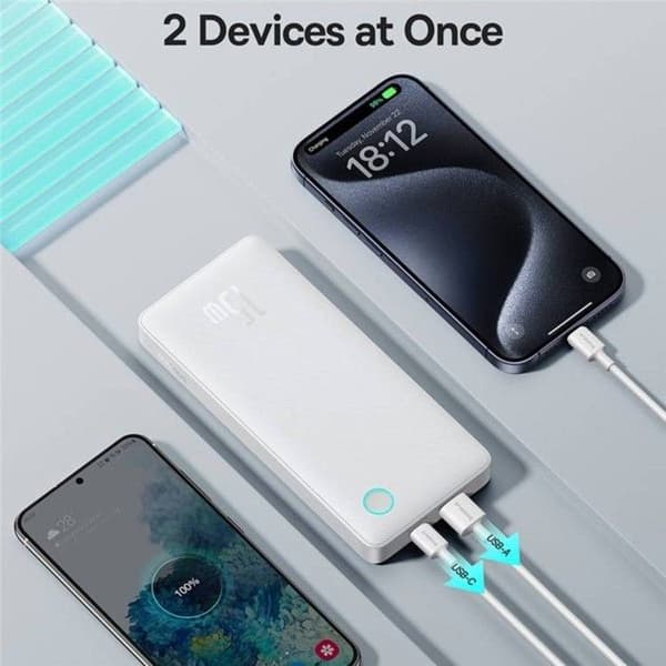 Extern batteri - BASEUS - Air Lite - 10000mAh - 15W - Vit Vit