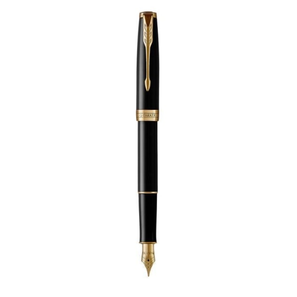 PARKER Sonnet reservoarpenna, svart lack, guldkant, medium spets, presentförpackning