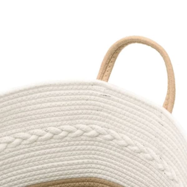 Beige och vit förvaringskorg Ø43x38 cm bomull