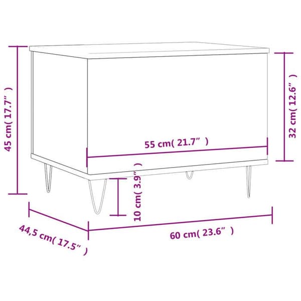 vidaXL Soffbord Vit 60x44,5x45 cm Konstruerat trä 830948