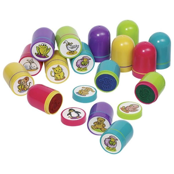 Animal ink stämplar - BIG - Set om 10 - Flerfärgad - För barn - 4,5 cm höga Flerfärgad