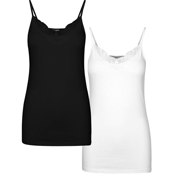 Debardeur Vero Moda - 10241990 - Spaghetti VMINGE Lace Singlet 2-Pack Noos Tall Svart/Paket: Klar Vit S