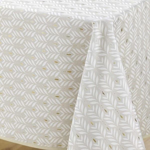Rektangulär duk 145 x 240 cm polyester med metalltryck piana Natural Naturlig