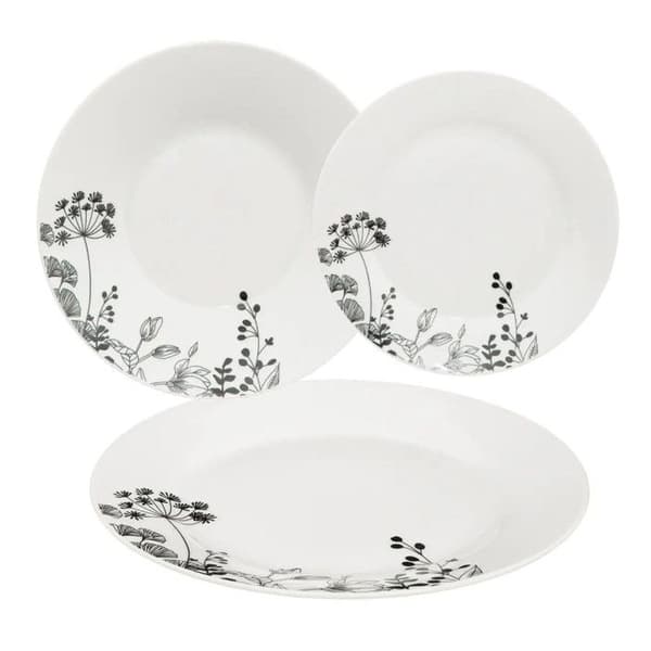 Servis av 18 delar "Vit Blomma" 26 cm Vit Vit