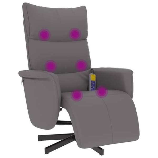 vidaXL massagefåtölj med fotstöd Grå konstläder 356595
