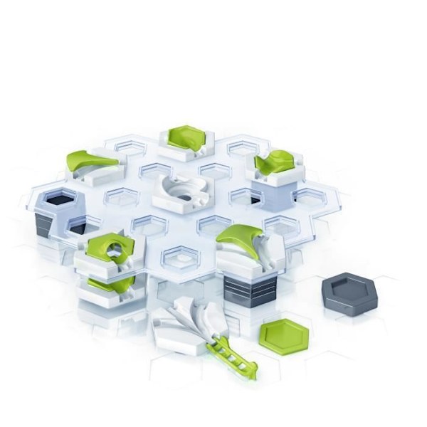 GraviTrax Construction expansionsset - STEM byggspel - Kreativ marmorkörning - Ravensburger 28 stycken - från 8 år gammal vitt och grått