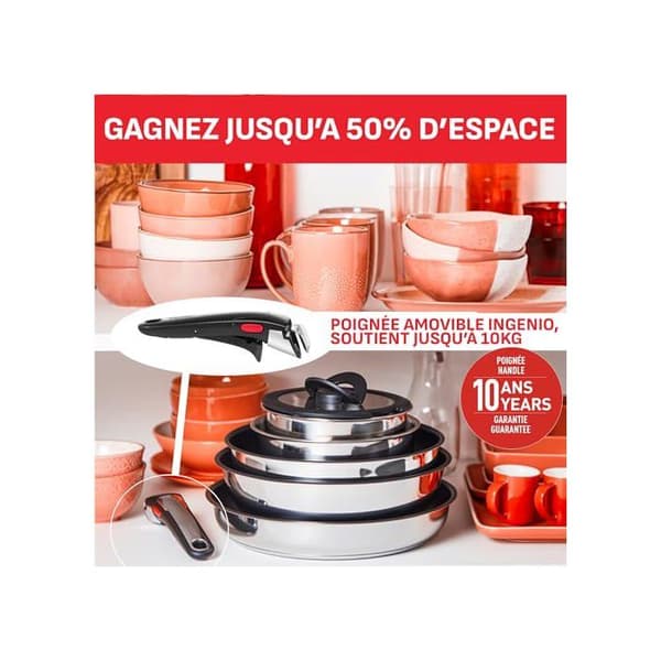 Köksgods - TEFAL - Ingenio - 20 delar - Avtagbara handtag - Induktion - Non-stick