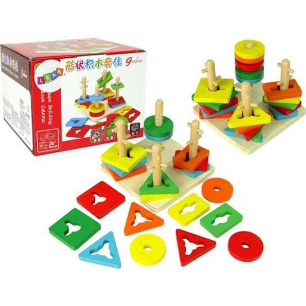 Leantoys - 10086-uniw - utbildande träklossar Arcade Puzzle formsorterare