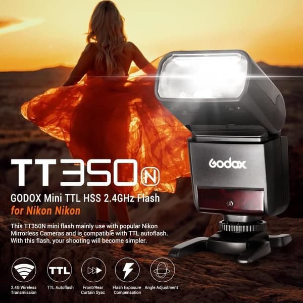 Godox TT350N blixt TTL HSS 2.4G för Nikon - kompakt extern Speedlite