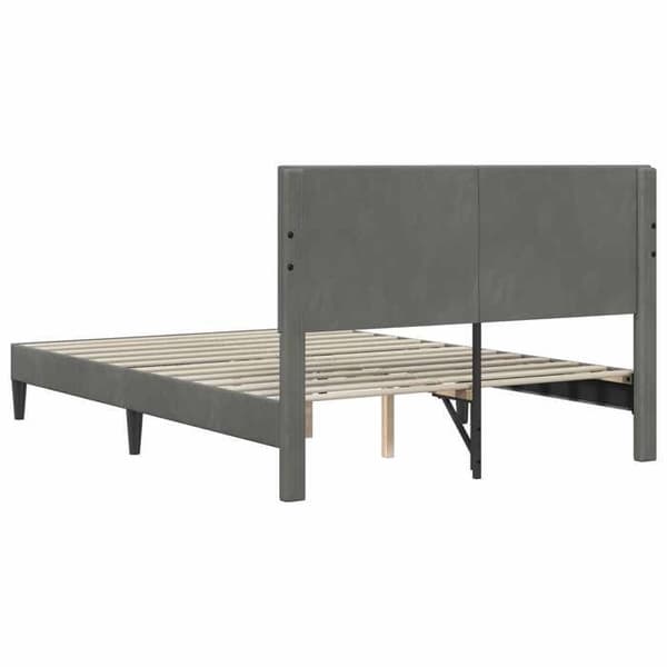 vidaXL Sängram med huvudgavel Mörkgrå 120 x 190 cm Sammet 42027650