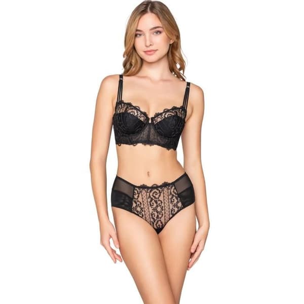 Bystband bustier dam Luna Lilium svart 100°C