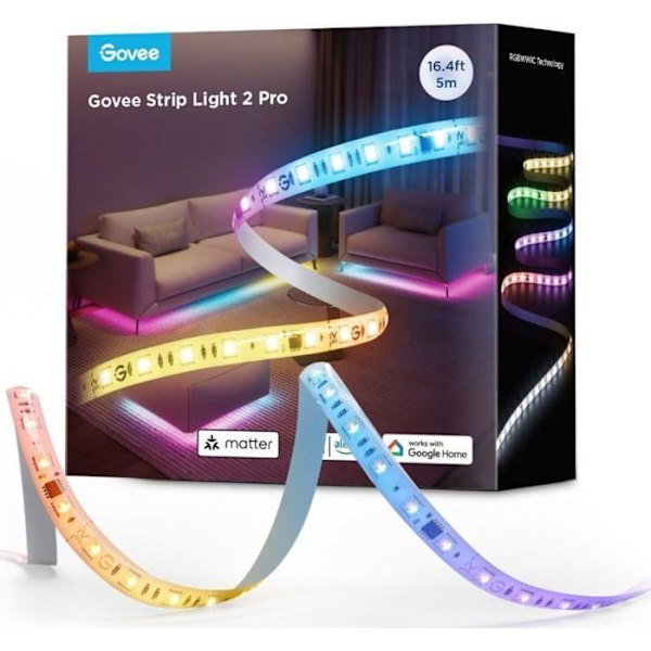 Bande LED - Govee LED-rubrik - H61F53D1 - Strip Light 2 Pro RGBICWW LED-rubrik 5m Matter