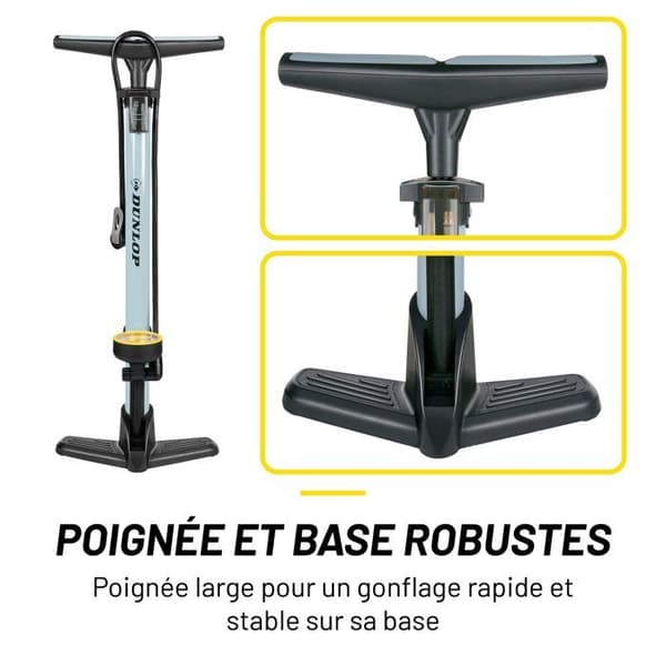 Dunlop Cykelpump med Manometer Vit