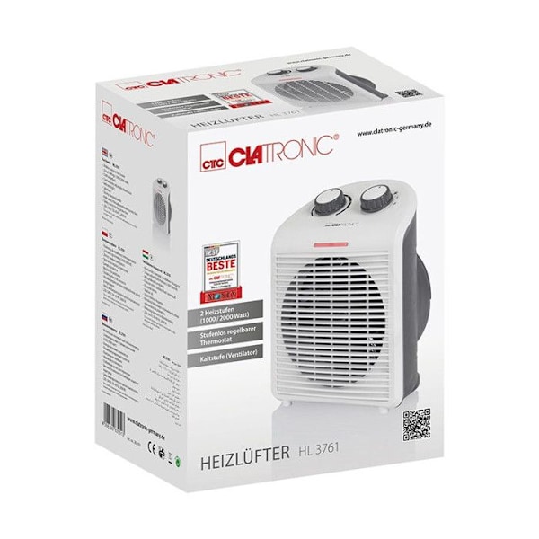 Värmefläkt - Clatronic - HL 3761 - 2000W - Vit - Justerbar termostat