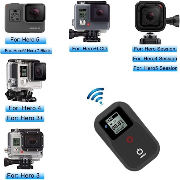 Svart Wifi-fjärrkontroll för Gopro Hero 876543Session