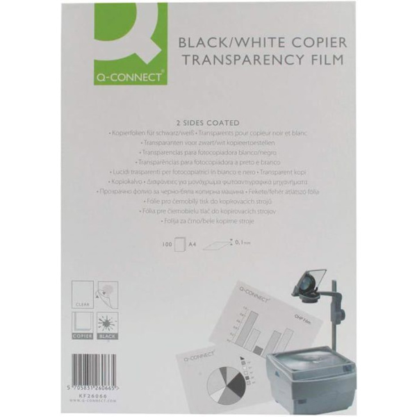 Skrivarpapper - förpackning - rulle Q-connect - KF26066 - 39528 Transparent Ekonomisk OHP kopiator A4 Svart