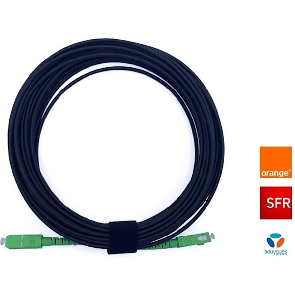 Elfcam® - 30 m armerad stålfiberoptisk kabel, kompatibel med orange SFR Bouygues, SC/APC till SC/APC OS2 Single Mode Black SVART
