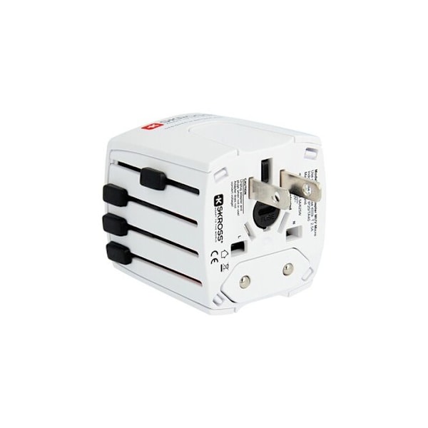 SKROSS MUV Micro Travel Adapter - Vit - Rektangulär - Interiör - För utlandet Vit