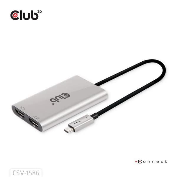 Thunderbolt 3-adapter - Club 3D - CSV-1586 - 2x DisplayPort - 4K@60Hz - Silver