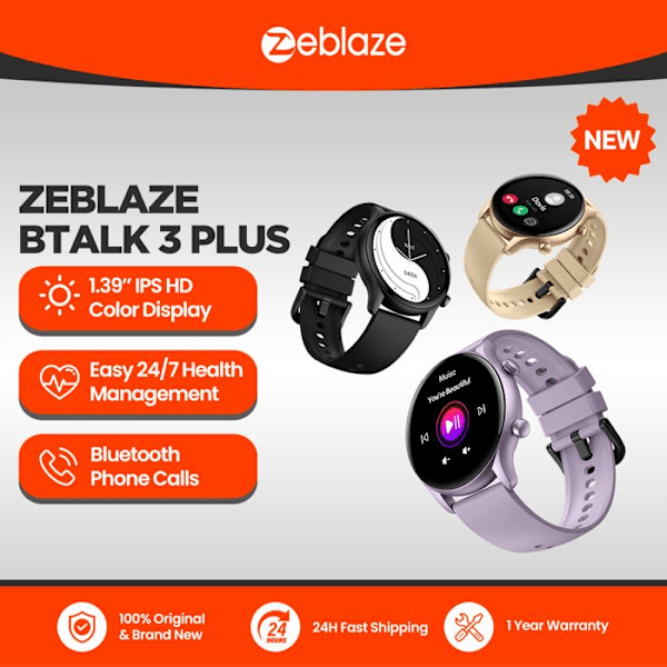 Zeblaze Btalk 3 Pro smartklocka 1.39 tum AMOLED Hi-Fi Bluetooth - Svart