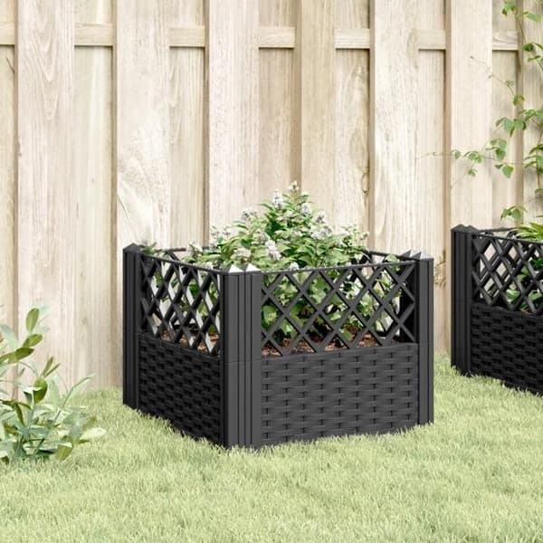 vidaXL Blomlåda med pinnar svart 43,5x43,5x43,5 cm PP 368007
