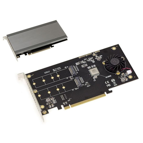 PCIe 3.1 x16-kontrollkort för 2 M.2 NVMe M Key (M2 NGFF) SSD:er. HARWARE RAID 0 1 med MARVELL 88NR2241 Chipset