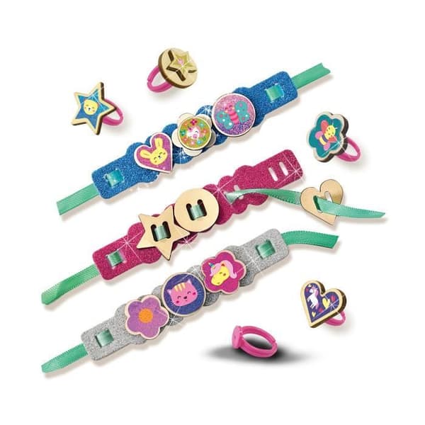 SES Creative Easy Glitterringar och armband, smycketillverkningssats för barn, 3 år