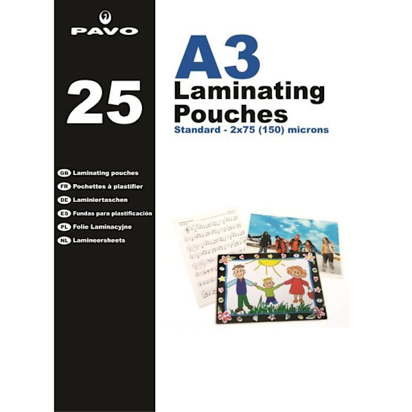 Lamineringspåsar - Ej specificerade - A3 - 2x75 mikron - 25 enheter - A3-format