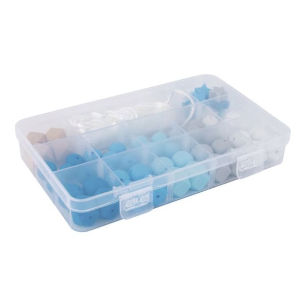 Set med silikonpärlor - Blå Blå