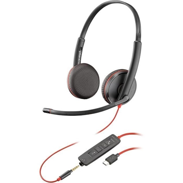 Poly Blackwire 3225 Hörsnäcka med brusreducerande mikrofon - USB-C och 3,5 mm jackanslutning